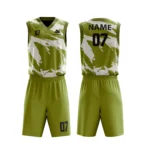 Olive Green custom basketball uniform with splashes