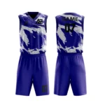 Blue custom basketball uniform with splashes