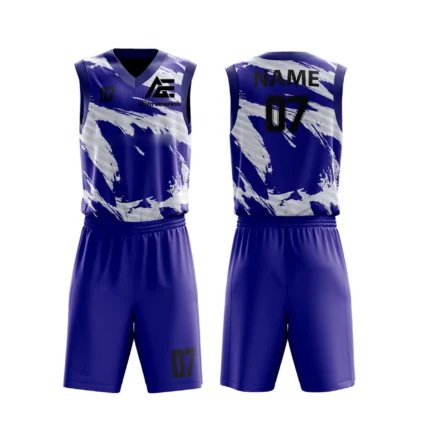 Blue custom basketball uniform with splashes