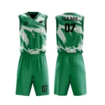 Green basketball uniform with splashes