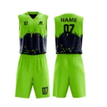 Neon green and black basketball uniform custom with modern design