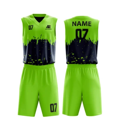 Neon green and black basketball uniform custom with modern design