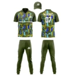 Custom cricket uniform kit with green and blue design