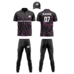 Custom cricket uniform kit with pink and black design