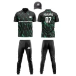 Custom cricket uniform kit with green and black design