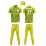 Custom cricket uniform kit with green and black design