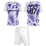 Custom white and blue field hockey uniform by Adrees Enterprises.