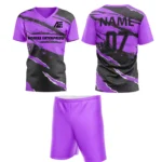 Custom field hockey uniform in purple with torn graphic design and Adrees Enterprises branding.