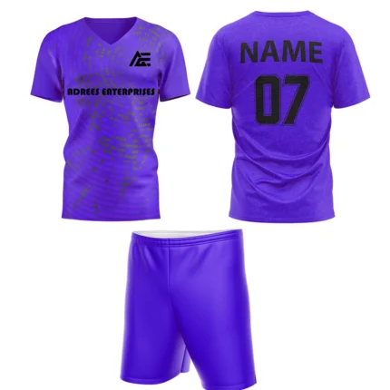 Custom field hockey uniform in purple with Adrees Enterprises branding.