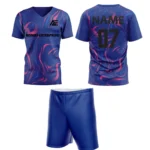 Blue and pink custom sports jersey with name and number 07