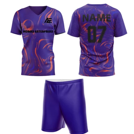 Purple and orange custom sports jersey with name and number 07