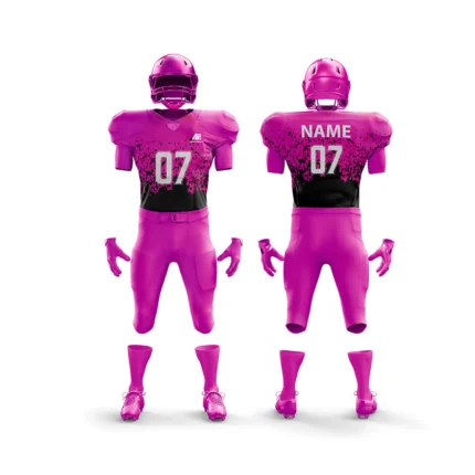 Pink football uniform with gradient pixel graphics.