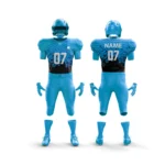 Blue football uniform with a sleek pixelated design.