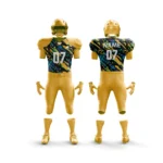 Yellow football uniform with colorful camo-inspired graphics.