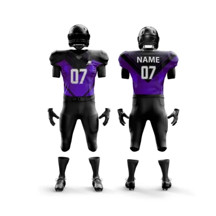 Black and purple football uniform with sharp graphic design.
