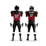 Black and red football uniform with stylish gradient design.
