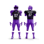 Purple football uniform with black and purple splatter design.