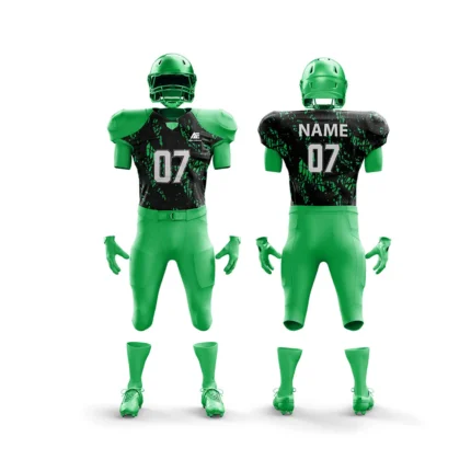 Green football uniform with black and green splatter design.