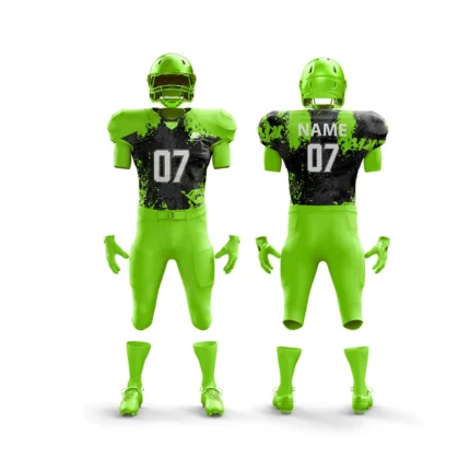 Custom football uniform with green and black design