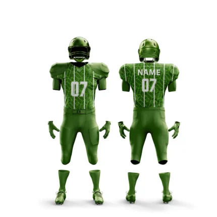 Custom football uniform kit with green and black design
