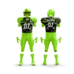 Neon green football uniform with dynamic patterns.
