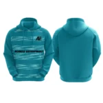 Custom red hoodie with horizontal patterns by Adrees Enterprises