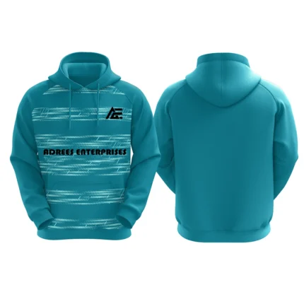 Custom red hoodie with horizontal patterns by Adrees Enterprises