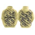 Custom yellow hoodie with geometric zigzag design by Adrees Enterprises