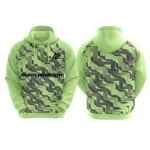Custom light green hoodie with geometric zigzag design by Adrees Enterprises