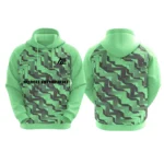Custom mint green hoodie with geometric zigzag design by Adrees Enterprises