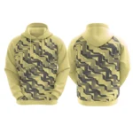 Custom beige hoodie with geometric zigzag design by Adrees Enterprises