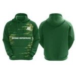 Green hoodie with yellow abstract pattern and Adrees Enterprises logo on the front.