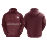 Maroon hoodie with abstract line pattern and Adrees Enterprises logo on the front.