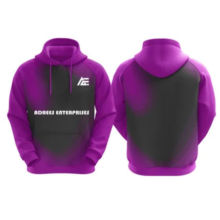 "Purple hoodie with gradient black design by Adrees Enterprises"