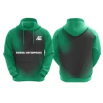 "Turquoise hoodie with gradient black design by Adrees Enterprises"