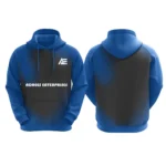 "Blue hoodie with gradient black design by Adrees Enterprises"