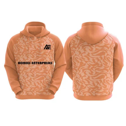 Custom orange hoodie with Adrees Enterprises logo