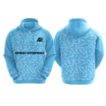 Custom blue hoodie with Adrees Enterprises logo