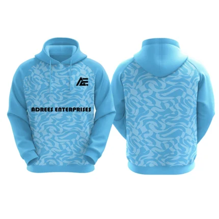Custom blue hoodie with Adrees Enterprises logo