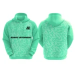 Custom mint-green hoodie with Adrees Enterprises logo