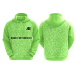 Custom lime-green hoodie with Adrees Enterprises logo