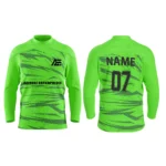 Custom neon green ice hockey jersey by Adrees Enterprises designed for personalized name and number.