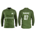 Custom ice hockey jersey in olive green color by Adrees Enterprises with personalized name and number