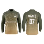 Custom ice hockey jersey in gradient gold and olive by Adrees Enterprises with personalized name and number