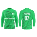 Custom ice hockey jersey in green with Adrees Enterprises branding, front and back views.