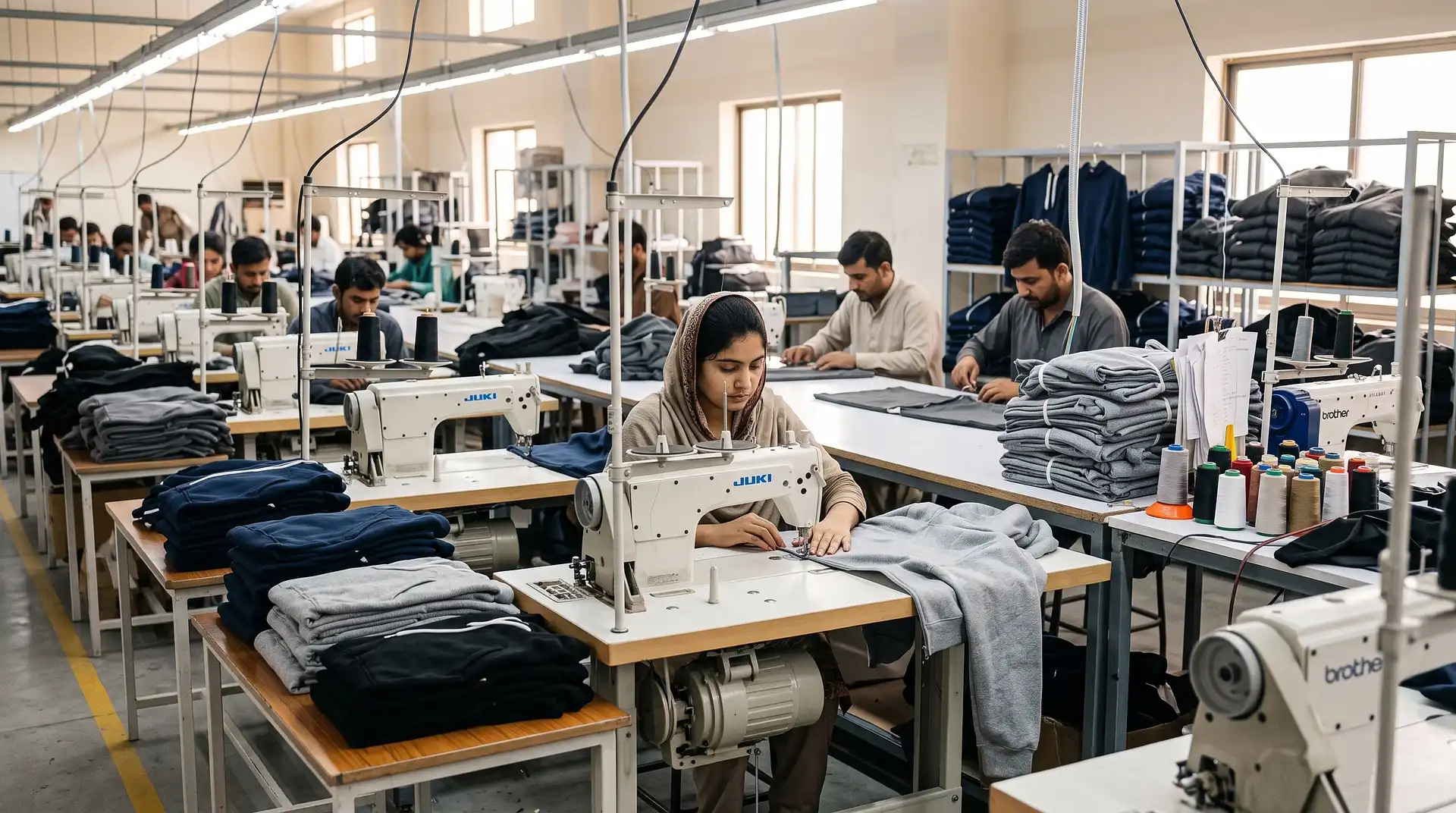 Custom hoodie manufacturing facility in Sialkot Pakistan