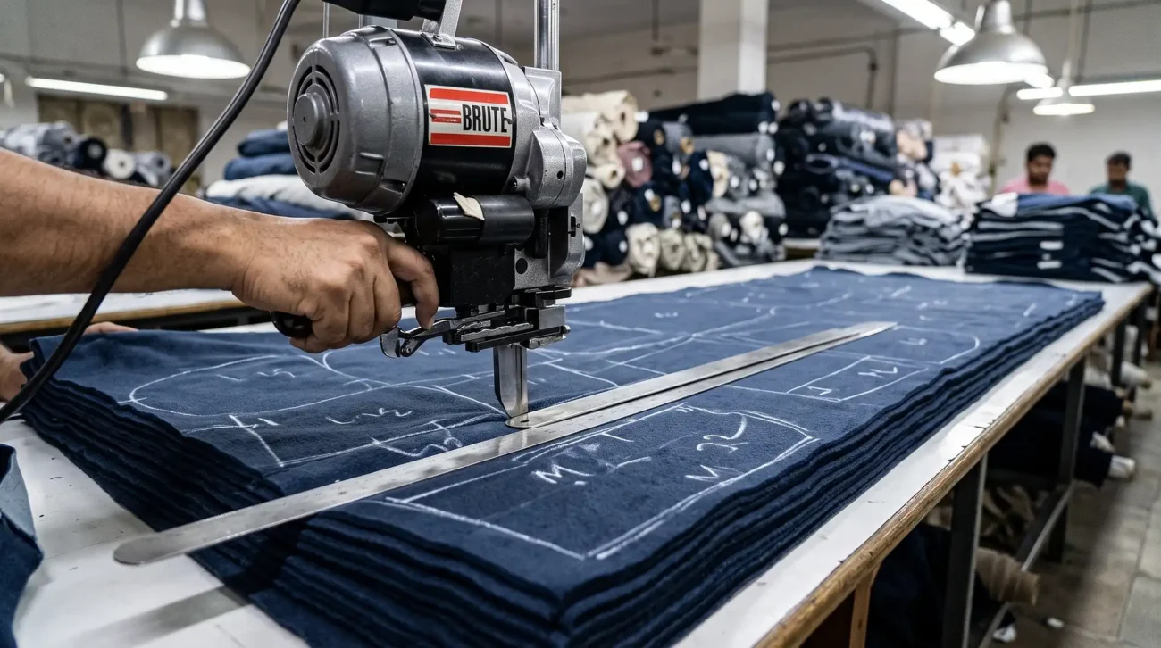 Fabric cutting for custom hoodie manufacturing in Pakistan