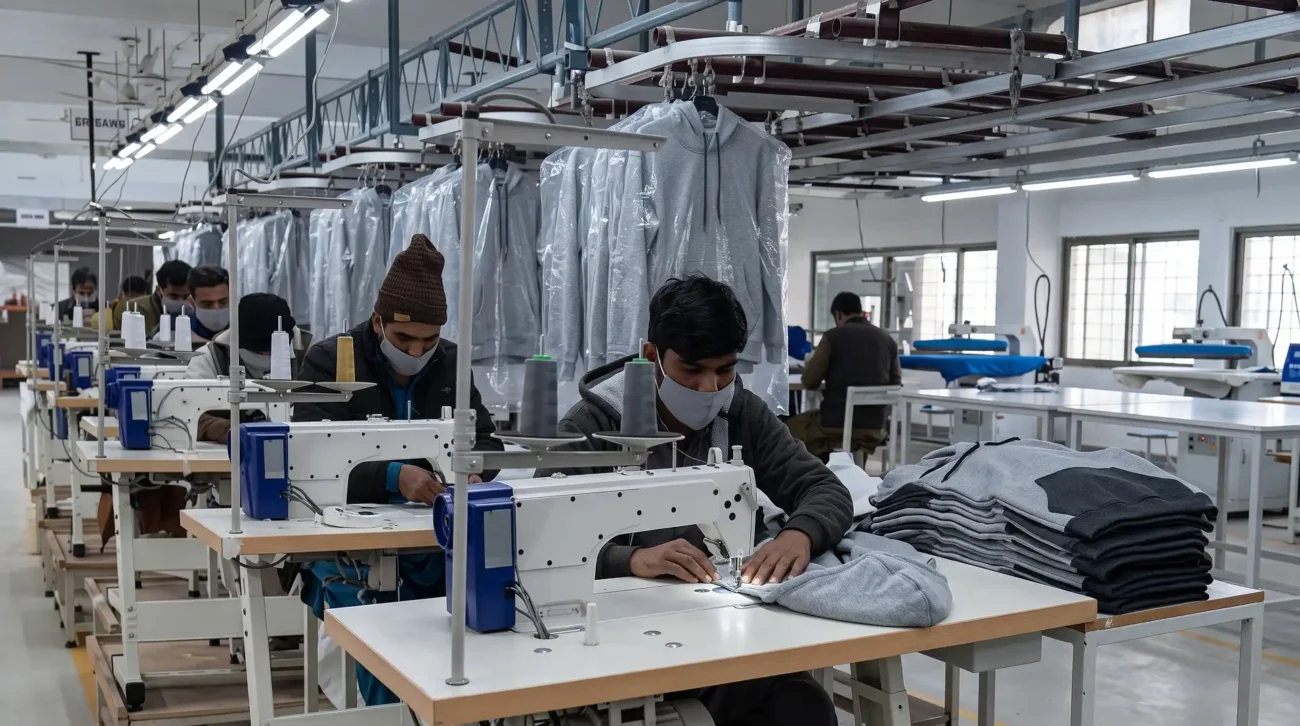 Hoodie stitching and garment assembly in Pakistan
