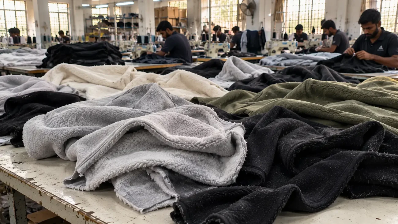 Fleece Fabric in a Busy Garment Factory